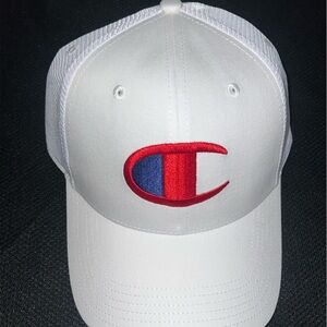 NWT Champion White Cap with Red and Blue Accents
